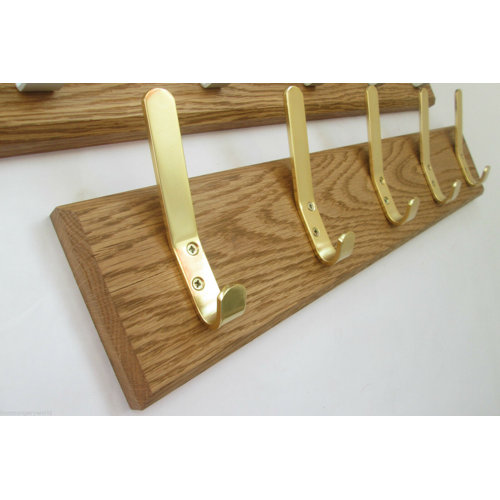 Rosalind Wheeler Perkasie Solid Wood 10 Hook Wall Mounted Coat Rack
